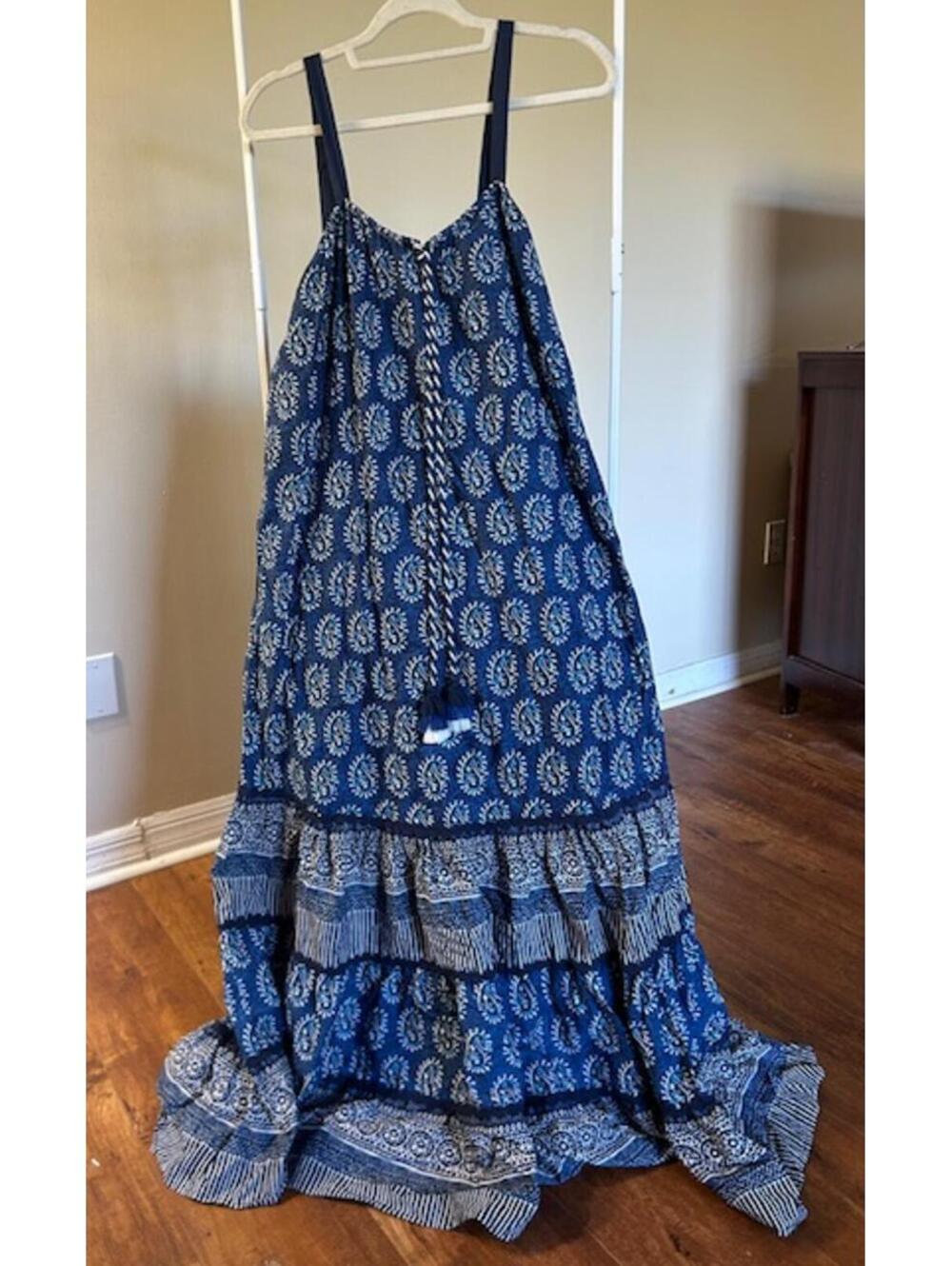 Chelsea & Violet Blue Patterned Maxi Dress Adjustable Straps